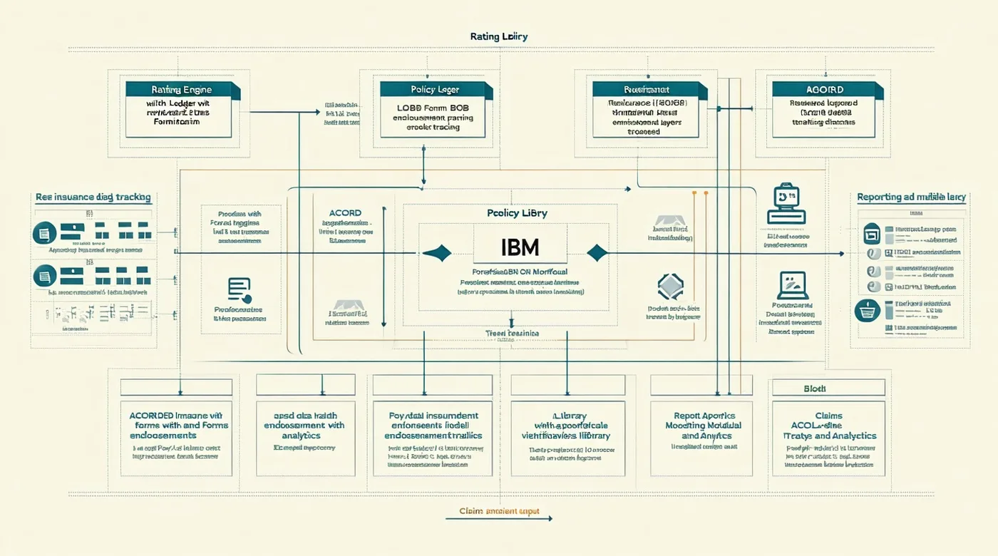 Full Irys platform architecture diagram showing all modules and data flows for commercial-lines policy administration